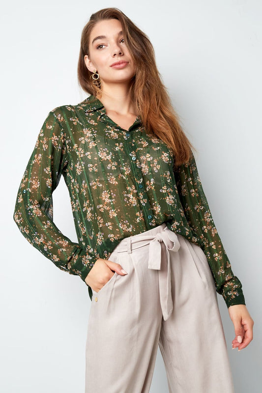 Blouse floral print green