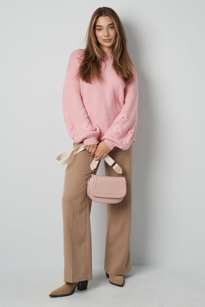 Lovely floral touch sweater - gray