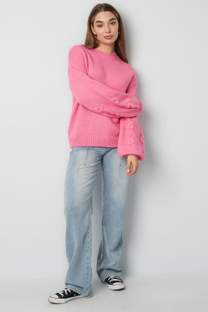 Lovely floral touch sweater - gray