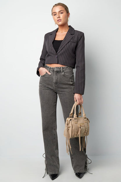 Pinstripe Cropped Blazer