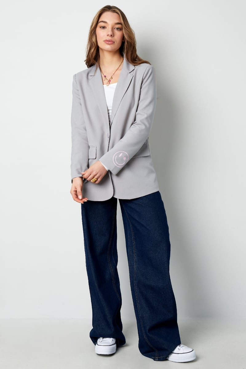 Blazer show your colorful smile - Gray