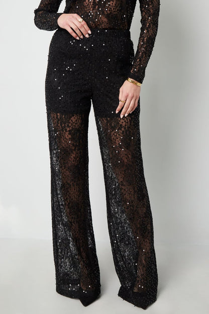 Lace pants with glitter
