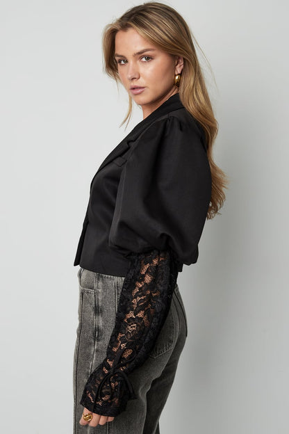 Trendy Short Blazer With Lace