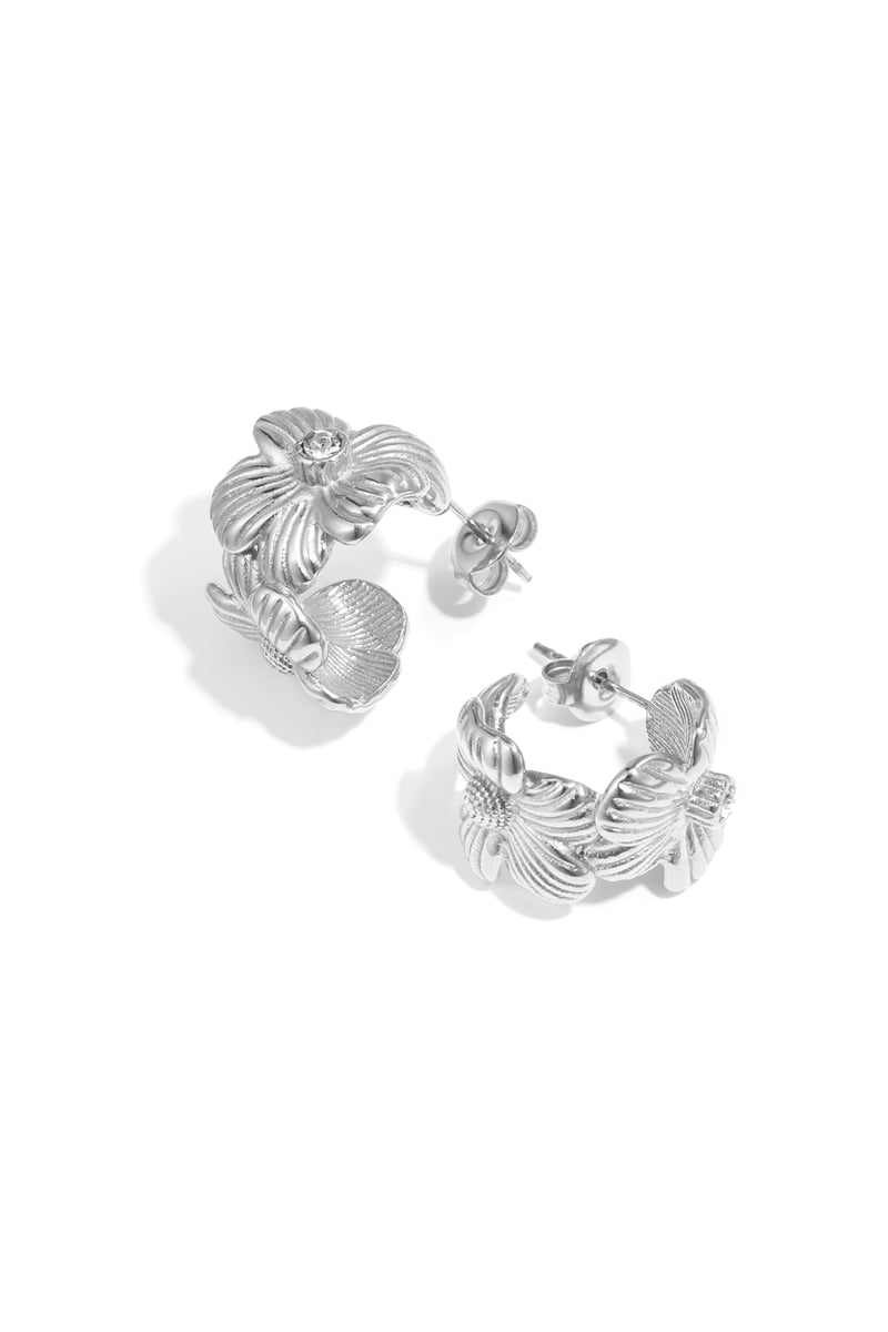 Stainless Steel Hoop Earrings Flower Casual Daily Simple Series Women's jewelry